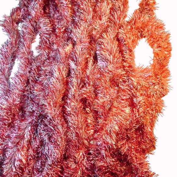 Red Tinsel Garland Parade Decoration Holiday Christmas 27 ft - Picture 2 of 4